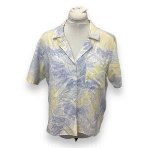 Stag & Co Vintage Women’s Short Sleeve Button Front Linen Shirt, size 16